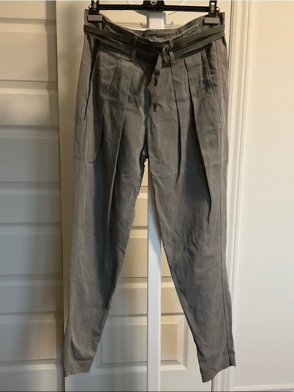 Isabel Marant khaki Pleated Chino Trousers with Drawbelt